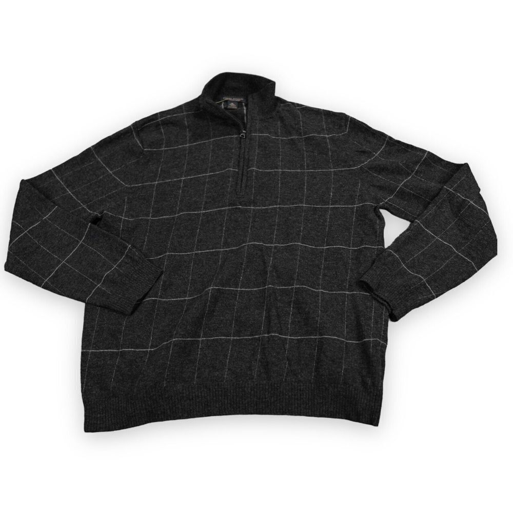 VTG Banana Republic Vera Pelle Sweater Mens Extra Large Windowpane Italian Wool‎